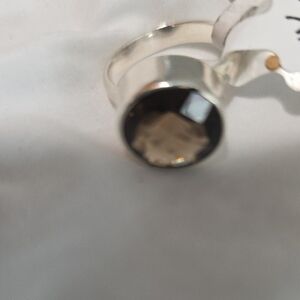 Elegant Sterling Silver Ring with Smokey Quartz Gemstone
